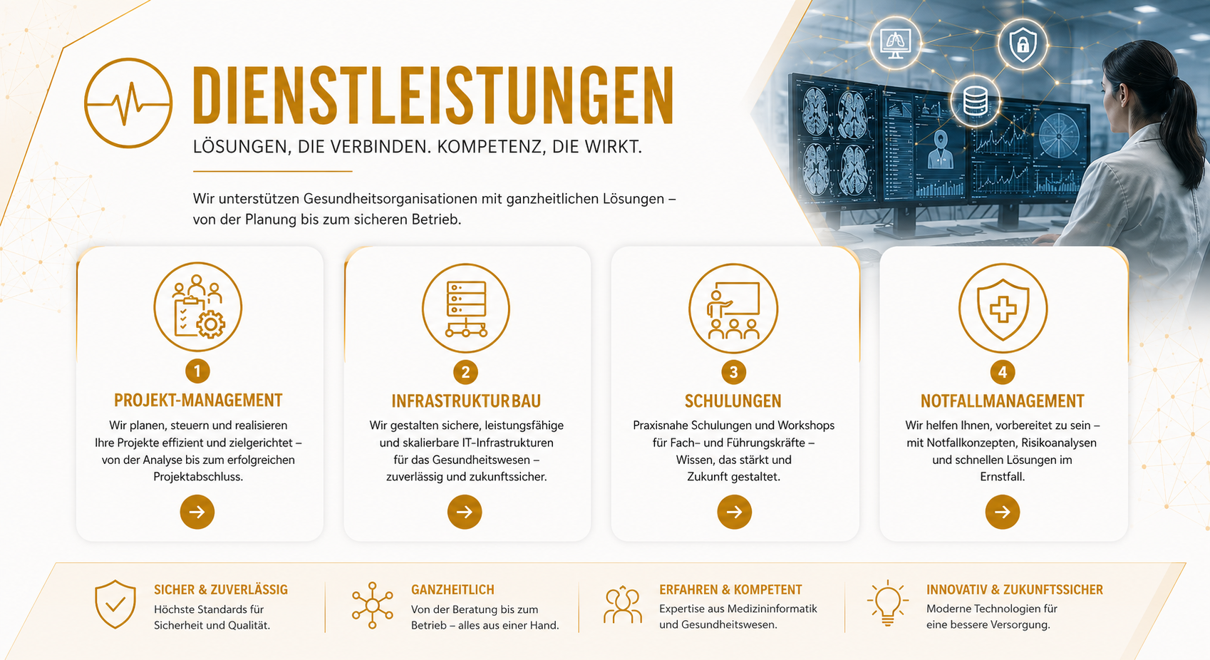 Dienstleistungen Projektmanagement Infrastrukturbau Schulungen Notfallmanagement